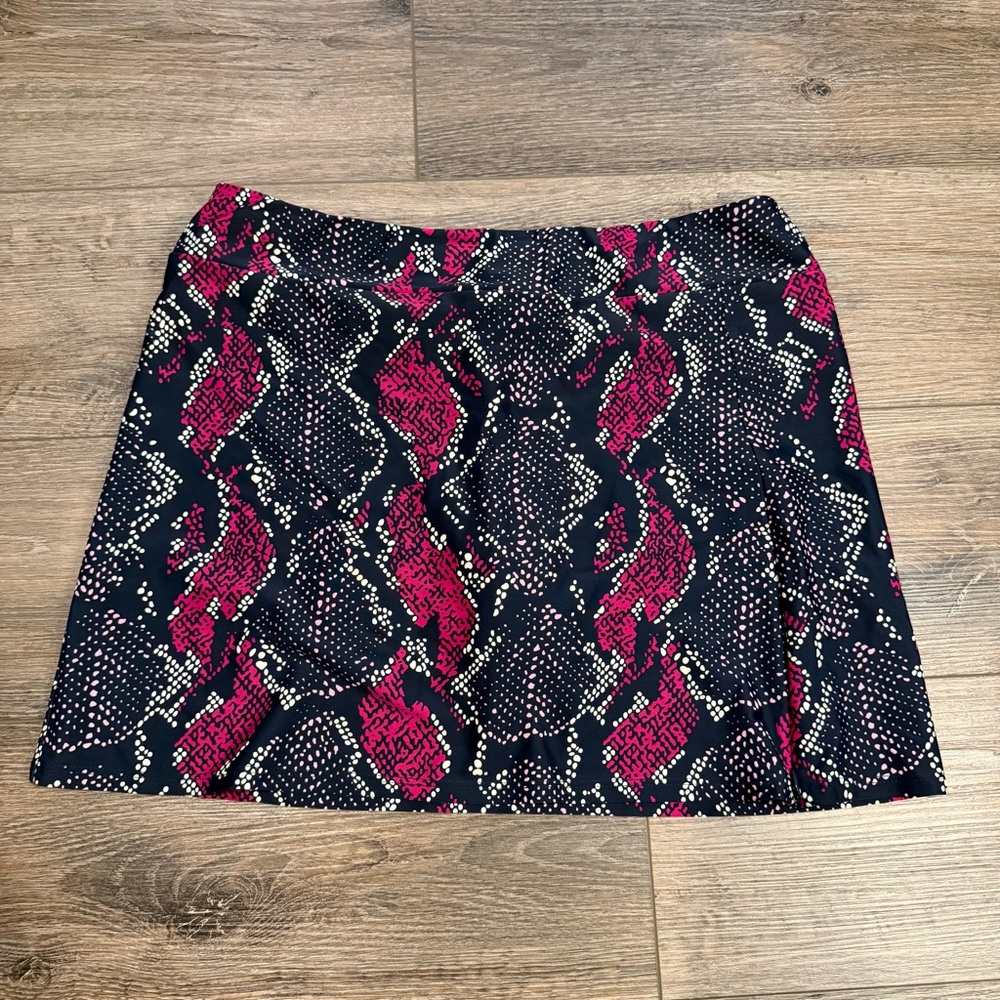 Jude Connally Pink and Navy Snakeskin Print Mini Skirt